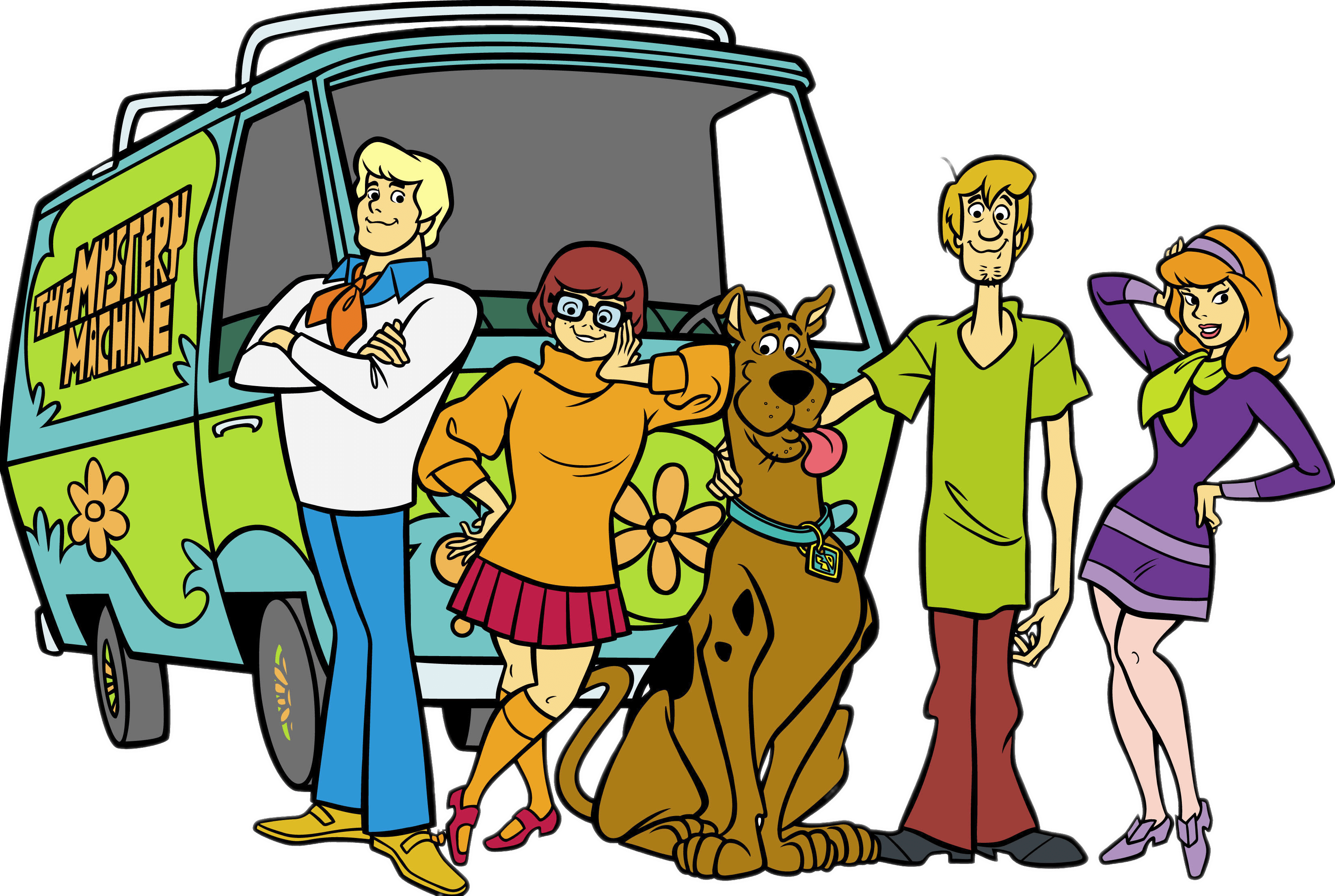 A photo of Mystery Inc and the Mystery Machine